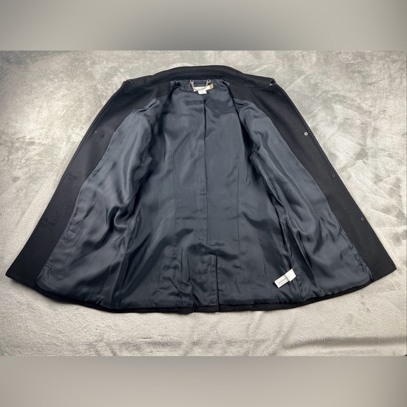 J Crew Womens Wool Pea Coat Size Med Black Collared Button Front A Line Winter - Picture 3 of 12